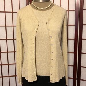 3/$20 CLOSET CLOSING GOLD SILK TANK & CARDIGAN SET